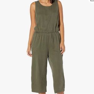 Daily Ritual Dark Olive Tank Top Cropped Wide Leg Jumpsuit